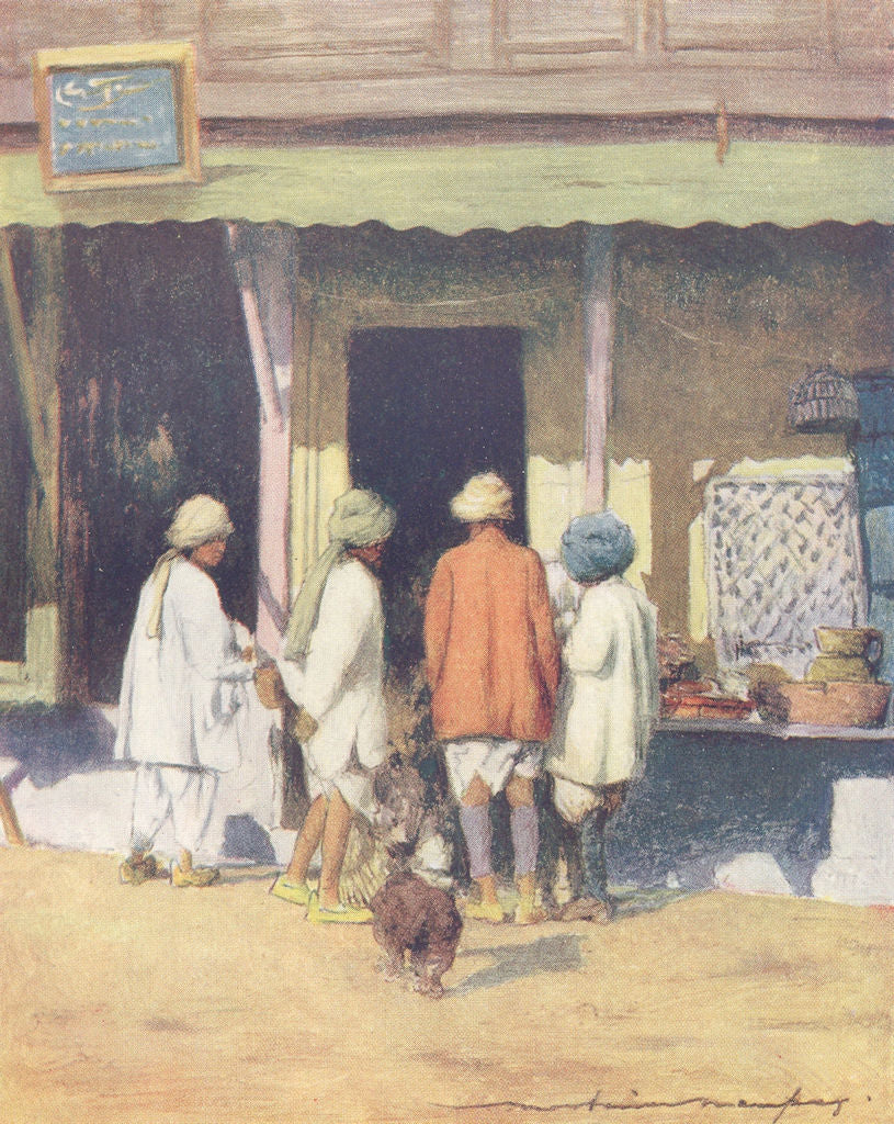 INDIA. Watching a native workman 1905 old antique vintage print picture